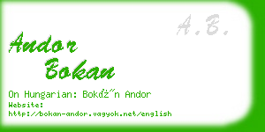 andor bokan business card